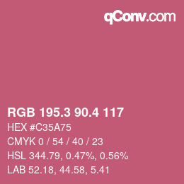カラーコード: RGB 195.3 90.4 117 | qconv.com