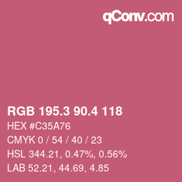 カラーコード: RGB 195.3 90.4 118 | qconv.com