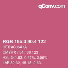カラーコード: RGB 195.3 90.4 122 | qconv.com