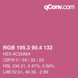 カラーコード: RGB 195.3 90.4 132 | qconv.com
