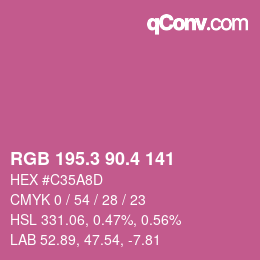 カラーコード: RGB 195.3 90.4 141 | qconv.com
