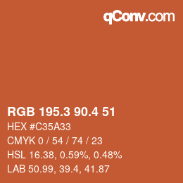 カラーコード: RGB 195.3 90.4 51 | qconv.com