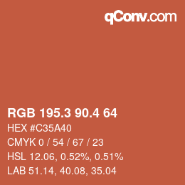 カラーコード: RGB 195.3 90.4 64 | qconv.com