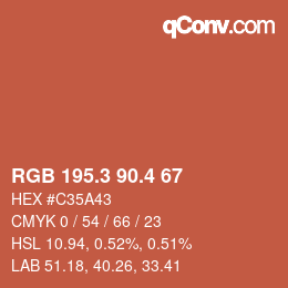 カラーコード: RGB 195.3 90.4 67 | qconv.com