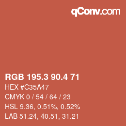 カラーコード: RGB 195.3 90.4 71 | qconv.com