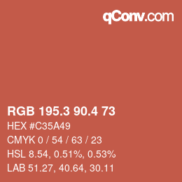 カラーコード: RGB 195.3 90.4 73 | qconv.com