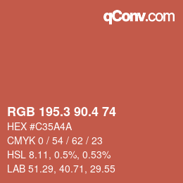 カラーコード: RGB 195.3 90.4 74 | qconv.com