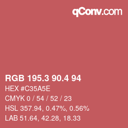 カラーコード: RGB 195.3 90.4 94 | qconv.com