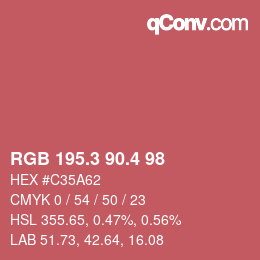 カラーコード: RGB 195.3 90.4 98 | qconv.com