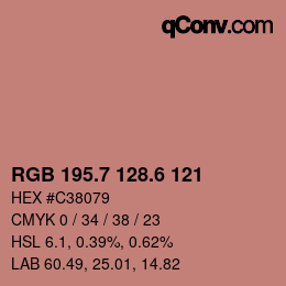 カラーコード: RGB 195.7 128.6 121 | qconv.com
