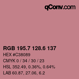 カラーコード: RGB 195.7 128.6 137 | qconv.com