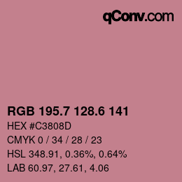カラーコード: RGB 195.7 128.6 141 | qconv.com