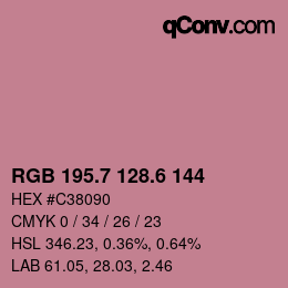 カラーコード: RGB 195.7 128.6 144 | qconv.com