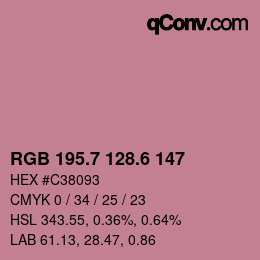 カラーコード: RGB 195.7 128.6 147 | qconv.com
