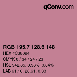 カラーコード: RGB 195.7 128.6 148 | qconv.com