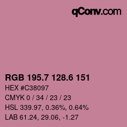 カラーコード: RGB 195.7 128.6 151 | qconv.com
