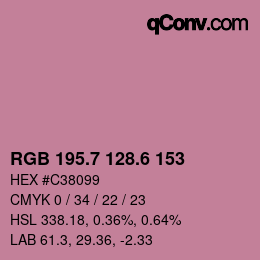 カラーコード: RGB 195.7 128.6 153 | qconv.com