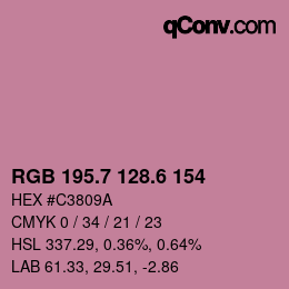 カラーコード: RGB 195.7 128.6 154 | qconv.com