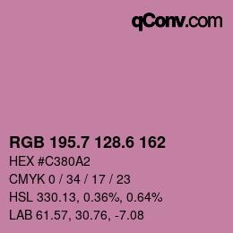 カラーコード: RGB 195.7 128.6 162 | qconv.com