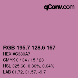 カラーコード: RGB 195.7 128.6 167 | qconv.com