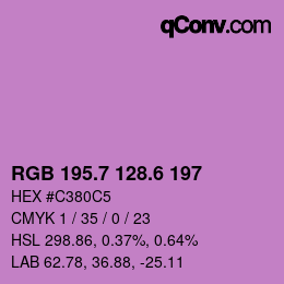 カラーコード: RGB 195.7 128.6 197 | qconv.com