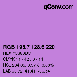カラーコード: RGB 195.7 128.6 220 | qconv.com