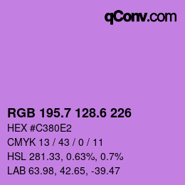 カラーコード: RGB 195.7 128.6 226 | qconv.com