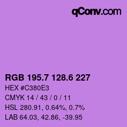 カラーコード: RGB 195.7 128.6 227 | qconv.com