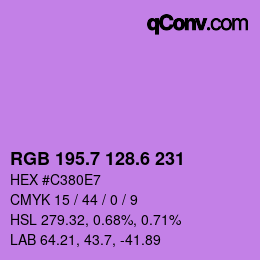 カラーコード: RGB 195.7 128.6 231 | qconv.com