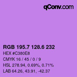 カラーコード: RGB 195.7 128.6 232 | qconv.com