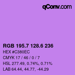 カラーコード: RGB 195.7 128.6 236 | qconv.com