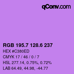 カラーコード: RGB 195.7 128.6 237 | qconv.com