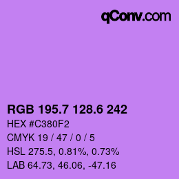 カラーコード: RGB 195.7 128.6 242 | qconv.com