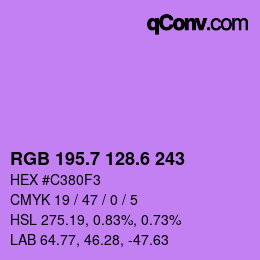 カラーコード: RGB 195.7 128.6 243 | qconv.com