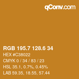 カラーコード: RGB 195.7 128.6 34 | qconv.com
