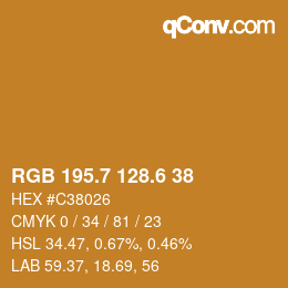 カラーコード: RGB 195.7 128.6 38 | qconv.com