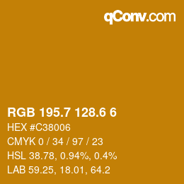 カラーコード: RGB 195.7 128.6 6 | qconv.com