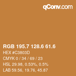 カラーコード: RGB 195.7 128.6 61.6 | qconv.com