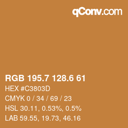 カラーコード: RGB 195.7 128.6 61 | qconv.com