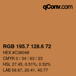 カラーコード: RGB 195.7 128.6 72 | qconv.com