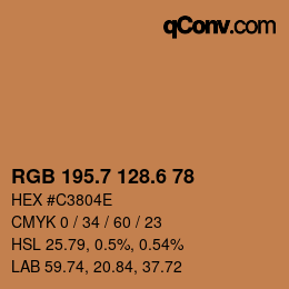 カラーコード: RGB 195.7 128.6 78 | qconv.com