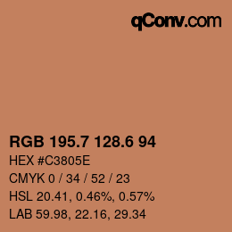 カラーコード: RGB 195.7 128.6 94 | qconv.com