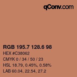 カラーコード: RGB 195.7 128.6 98 | qconv.com