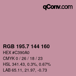 カラーコード: RGB 195.7 144 160 | qconv.com