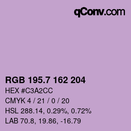 カラーコード: RGB 195.7 162 204 | qconv.com