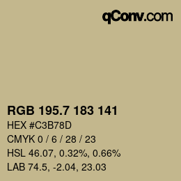 カラーコード: RGB 195.7 183 141 | qconv.com
