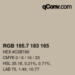 カラーコード: RGB 195.7 183 165 | qconv.com