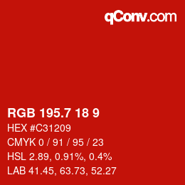 カラーコード: RGB 195.7 18 9 | qconv.com