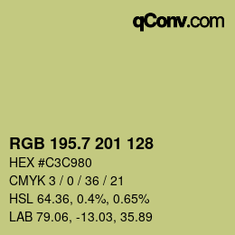 カラーコード: RGB 195.7 201 128 | qconv.com