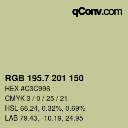 カラーコード: RGB 195.7 201 150 | qconv.com